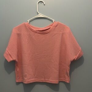 SHEIN solid batwing sleeve crop top pink size L